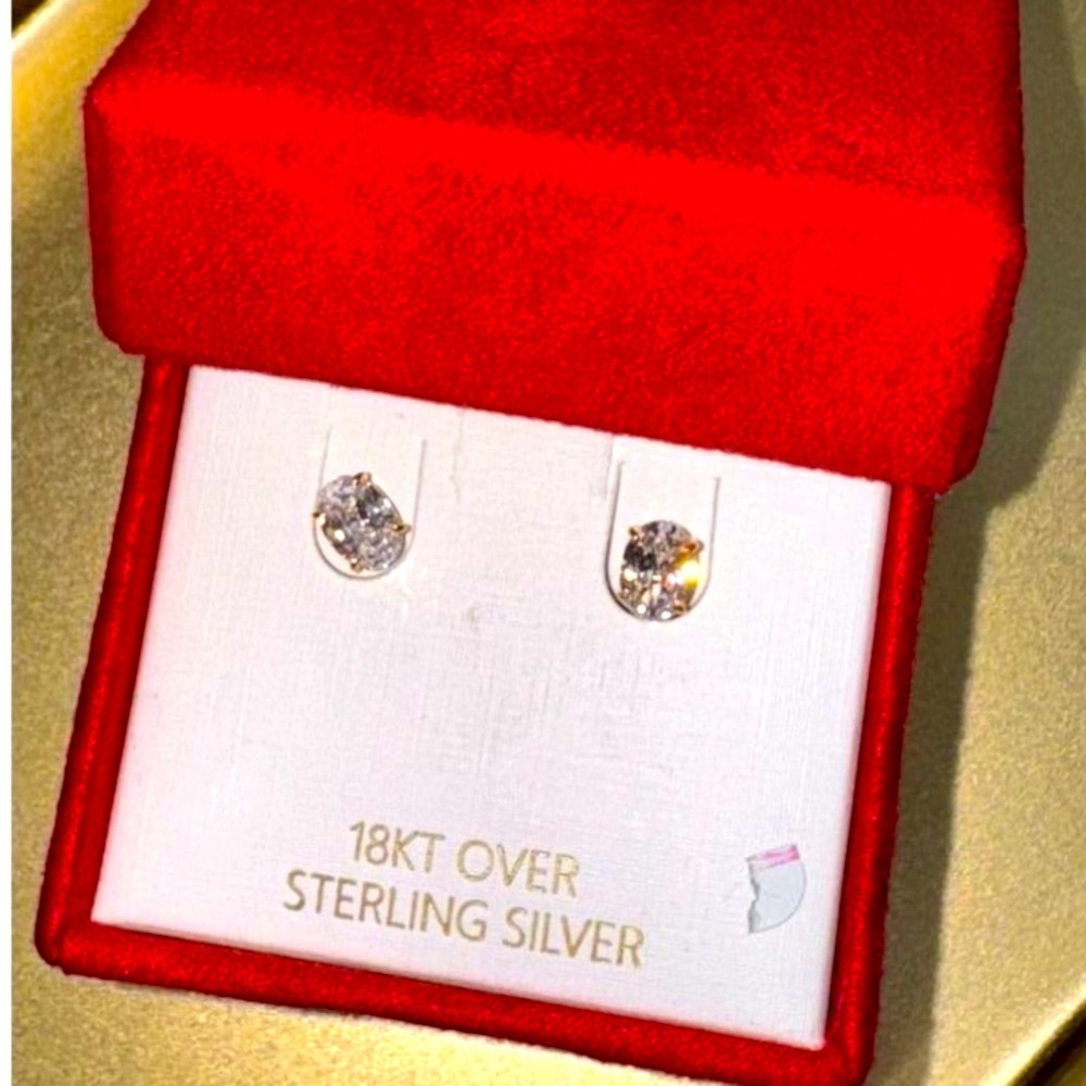 Harper Grace 18K Gold Over Sterling Silver Oval Stud Earrings - Picture 11 of 15